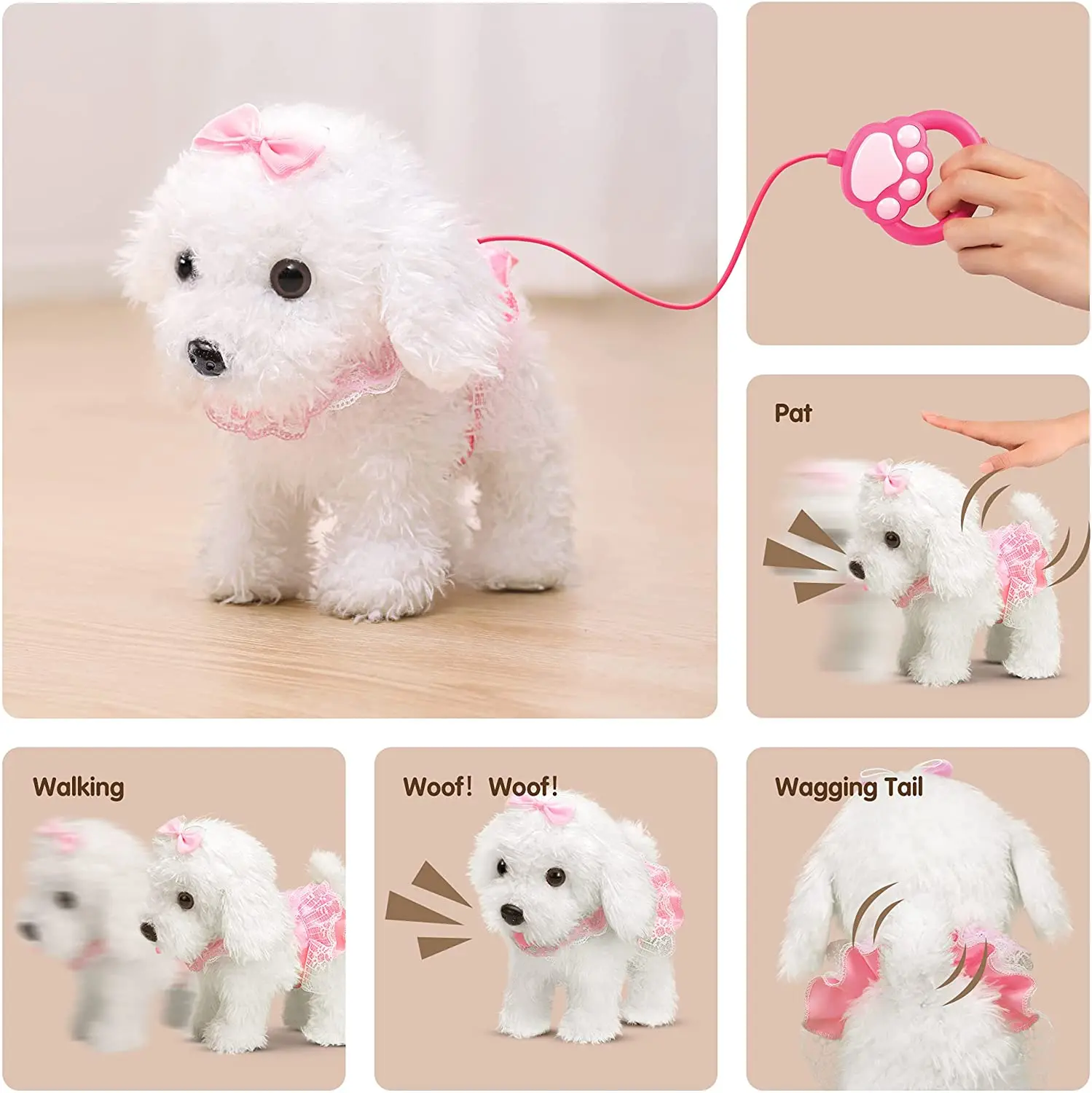 New Design 2 in 1  Electric Music and Sound Walking Plush Dog Pull Line Pet Play Set Toys