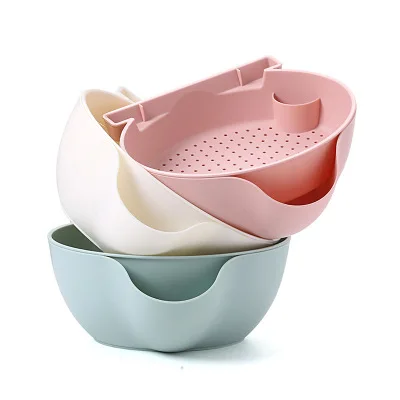 2020 Household Lazy Fruit Bowl Reusable Plastic Sink Strainer Colander With Mobile Phone Stand
