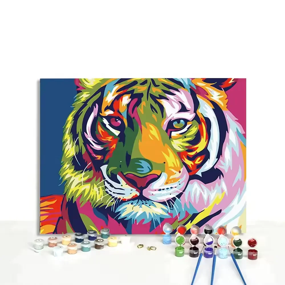 DIY Hot Design Colorful Animal Oil Paint Number Painting DIY Art Kits