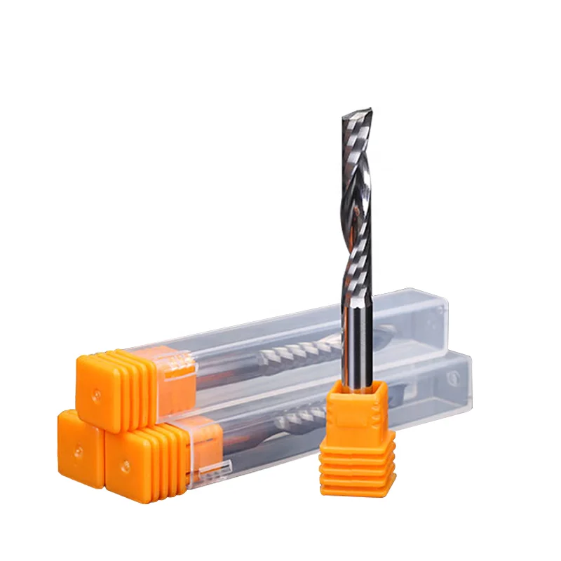 Hot sale 6mm cutting wood Acrylic PVC MDF spiral carbide endmill single one 1 flute end mill router bits woodworking