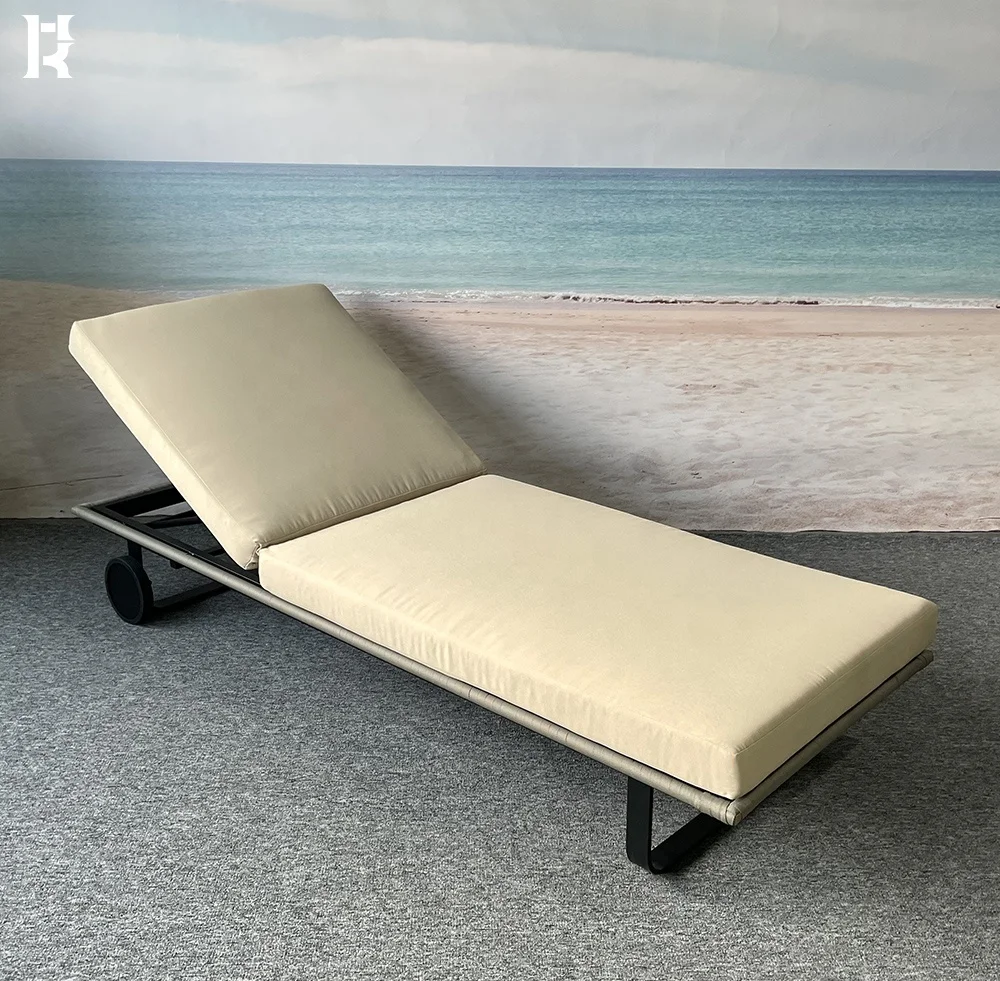 hotel outdoor furniture beach sunbed outdoor poolside lounge chair Aluminium chaise Rope patio sun lounger