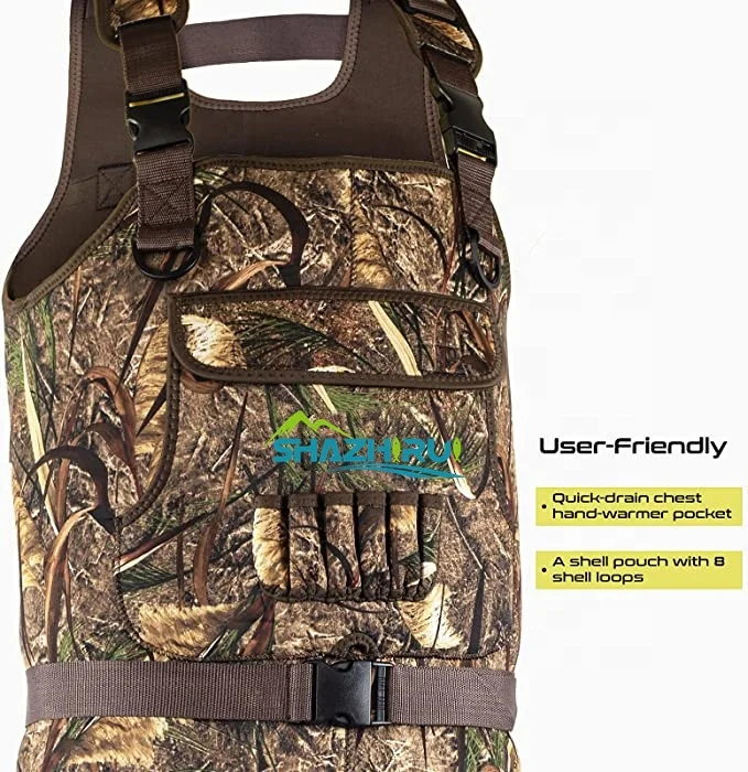SHAZHIRUI 600Gram Thinsulate Rubber bootfooted neoprene camo chest wader for wild hunting And fishing