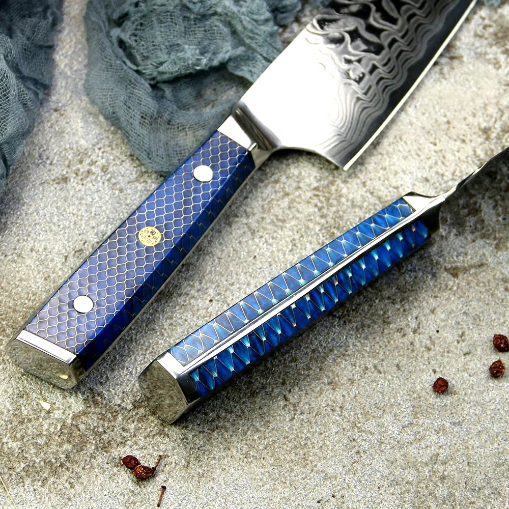 Kitchen Cleaver Nakiri Knife Japanese VG10 Damascus Steel 7 Inch Chef Knives Stainless Steel KNIFE