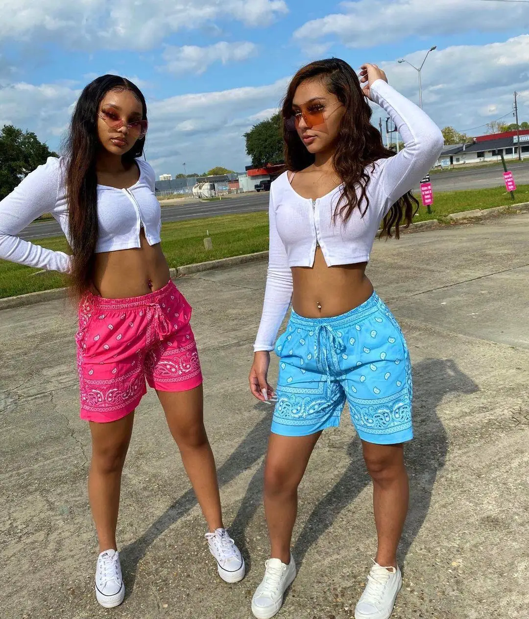 wholesale loose paisley printed pockets hip hop fashion beach bandana shorts sweatpants bike for women