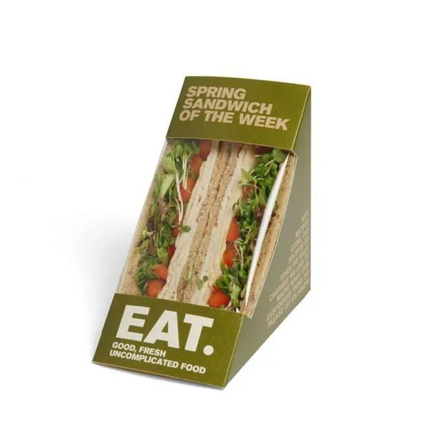 
Take out cardboard custom size disposable papier sandwich packing boxes with window 