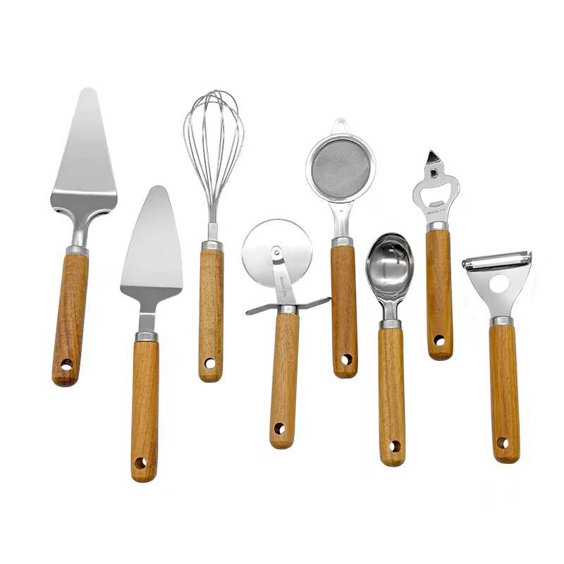 Kitchen Gadgets Stainless Steel Cooking Tools Set Smart Kitchen Gadgets with wood handle