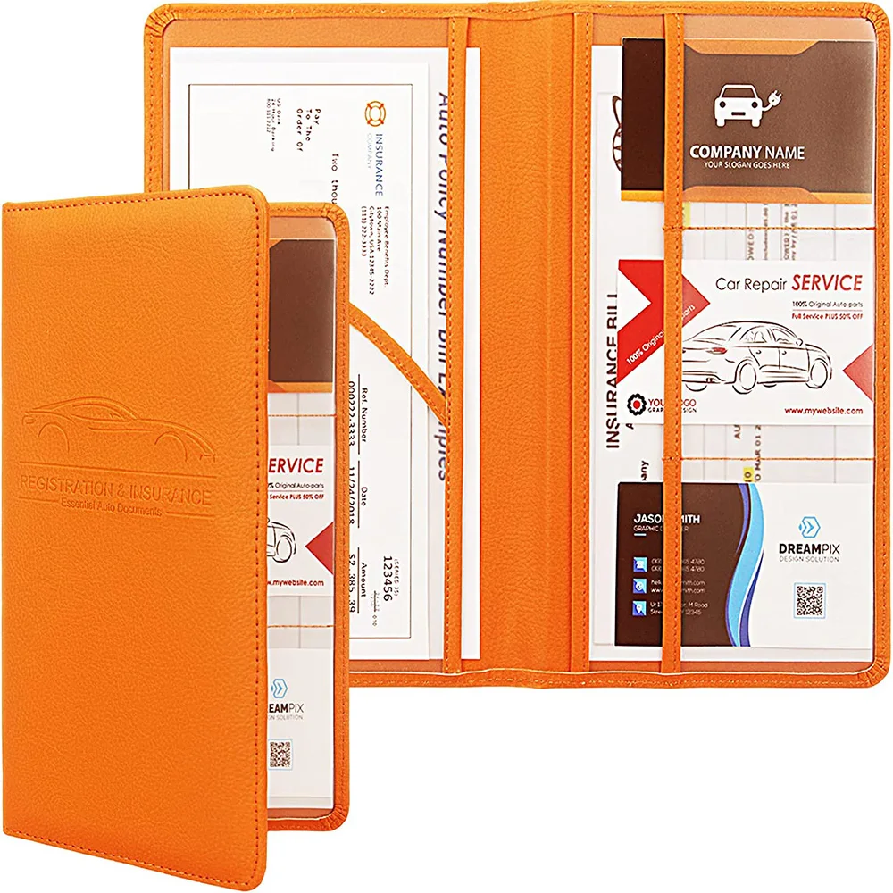 Custom Logo Car Insurance and Registration Card Holder, Automobile Essential Documents Wallet for Auto, Trailer, Truck