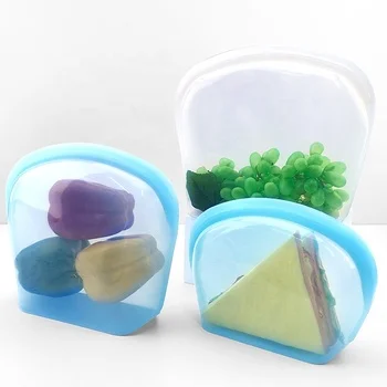 1000ML Transparent Eco-friendly Waterproof Microwave Durable Silicone Food Storage Travel Makeup Sandwich Bag folding series