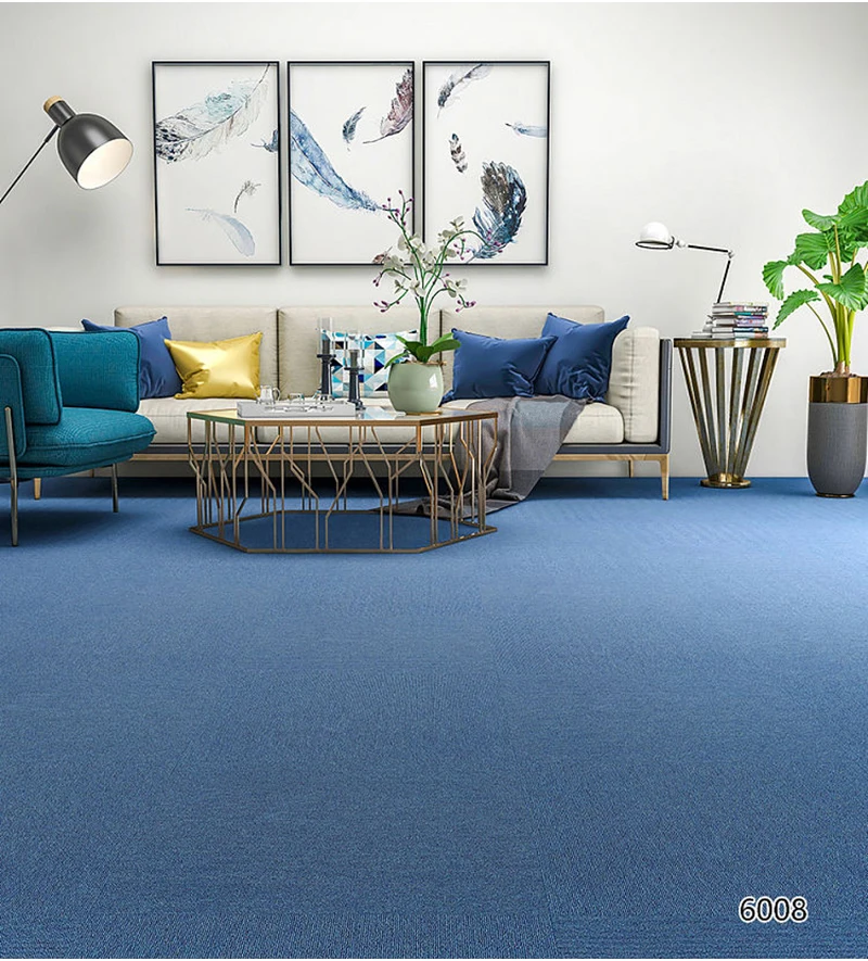 Modern Home Floor Carpet Tile Squared Design in Solid Color Cushioned Polypropylene Material