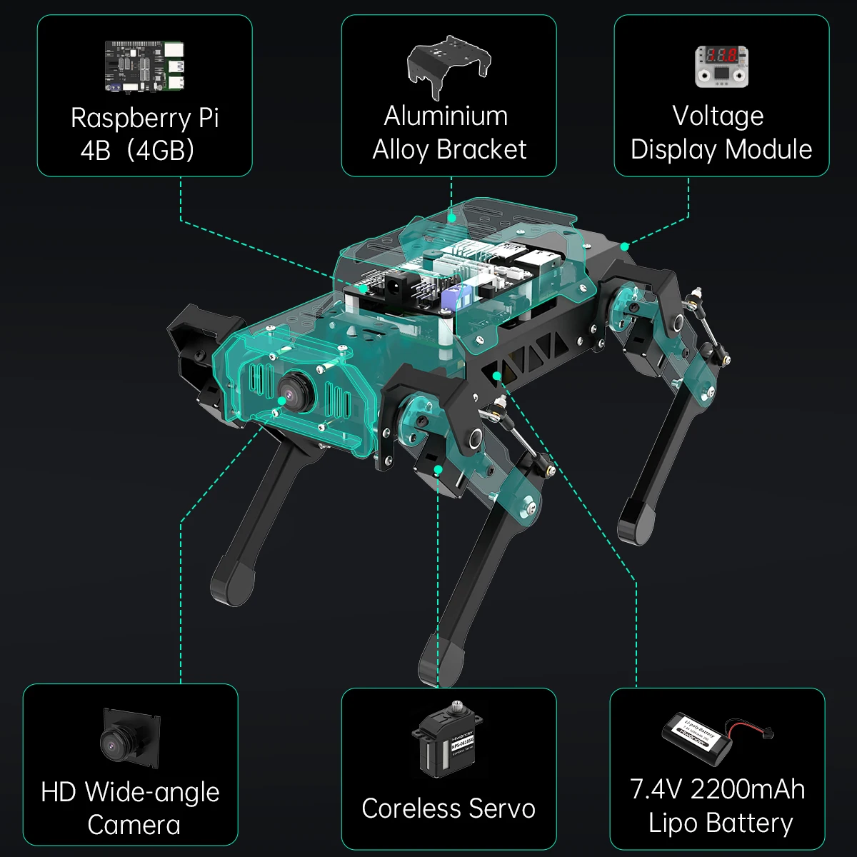 ROS Mini Robot Dog Based on Raspberry Pi Python Programming for Robot Learning