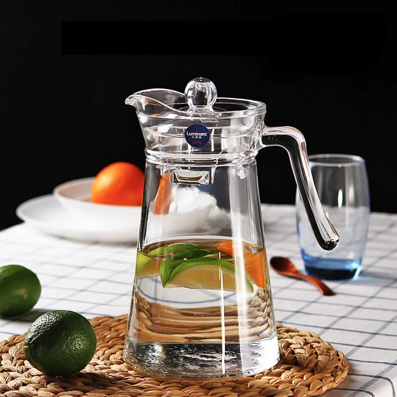 0.5L-1.7L Slow Rhythm Heat-Resistant Borosilicate Glass Pitcher With Plastic Lid Hot Or Cold Water Jug