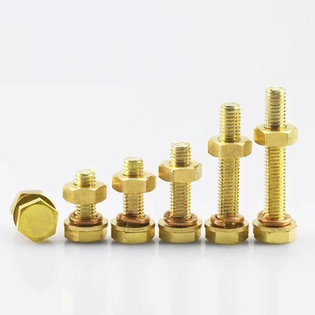 China Made New High Quality Brass Cap Screw Brass Hex Head Bolts Complete Set Of Copper Screws Nuts And Washers Accessories