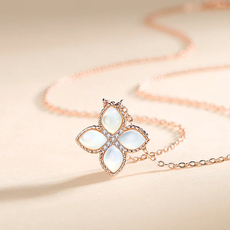 VANA INS Classic Four-leaf Mother of Pearl Pendant Necklace Silver 18k Rose Gold Fine Jewelry Set For Women Gift