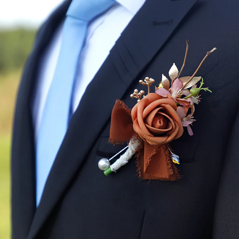 Groom Groomsmen Dried Flower Rustic Boutonniere For Wedding Ceremony Anniversary Formal Dinner Party Vintage Wedding Prom Flower