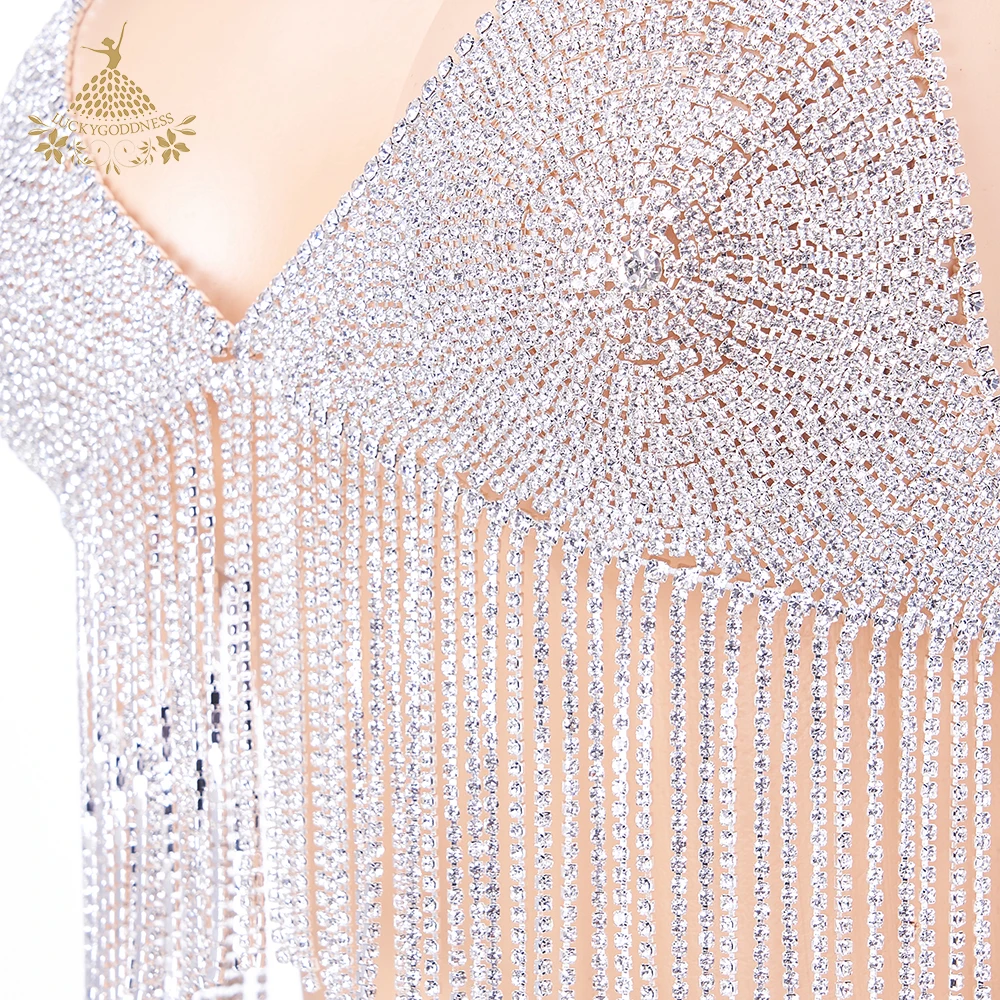 Fashion Jewelry silver plating Bra Rhinestone Chain Shiny Women Gem Shiny Women Crystal Chain accessories