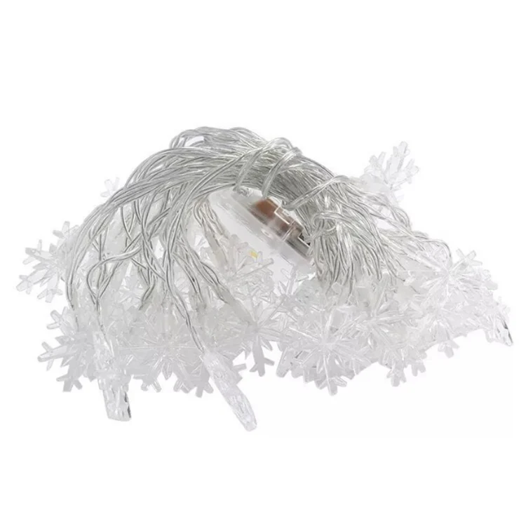 10M Plug-In LED Christmas Light String 4W Snowflake Indoor Decorative Lights PVC Transparent Wire AC200-240V