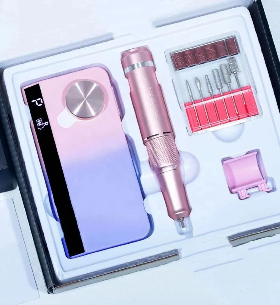 35000 RPM Private Label Electric Nail Drill Machine Cordless Nail Polisher Pink Nail Drill