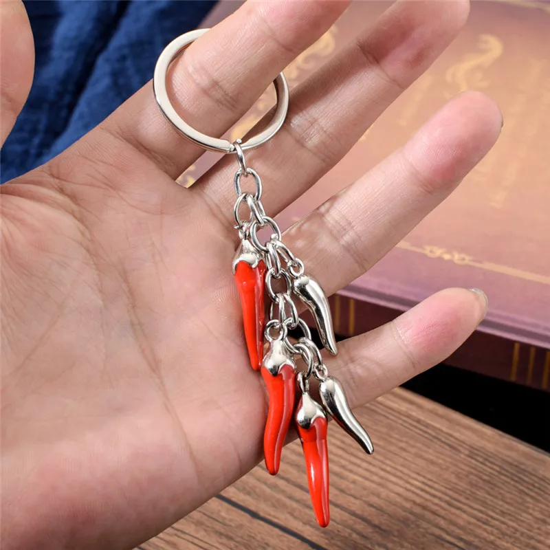 Y6548 Custom Souvenir chili peppers key chain zinc alloy Italy red chili pepper keyring 3d chili keychain