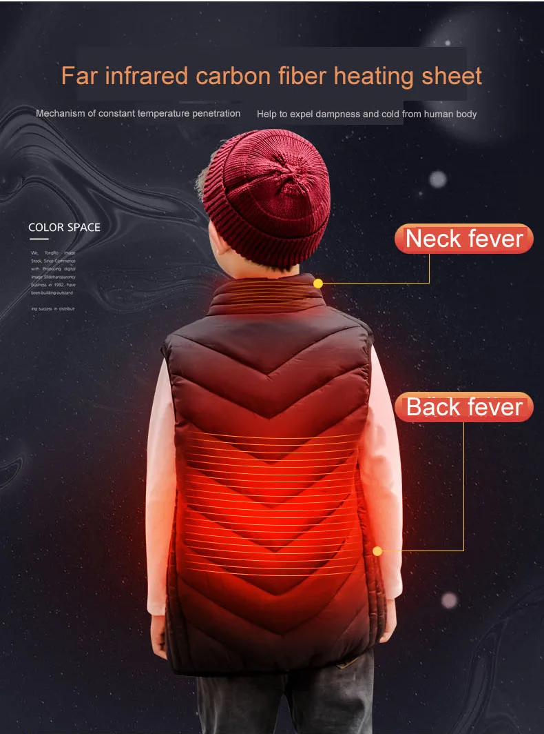 
2021 new boys and girls heating vest USB charging cotton jacketcharging electricity vest USB Power Bank Heated Vest Outdoor 