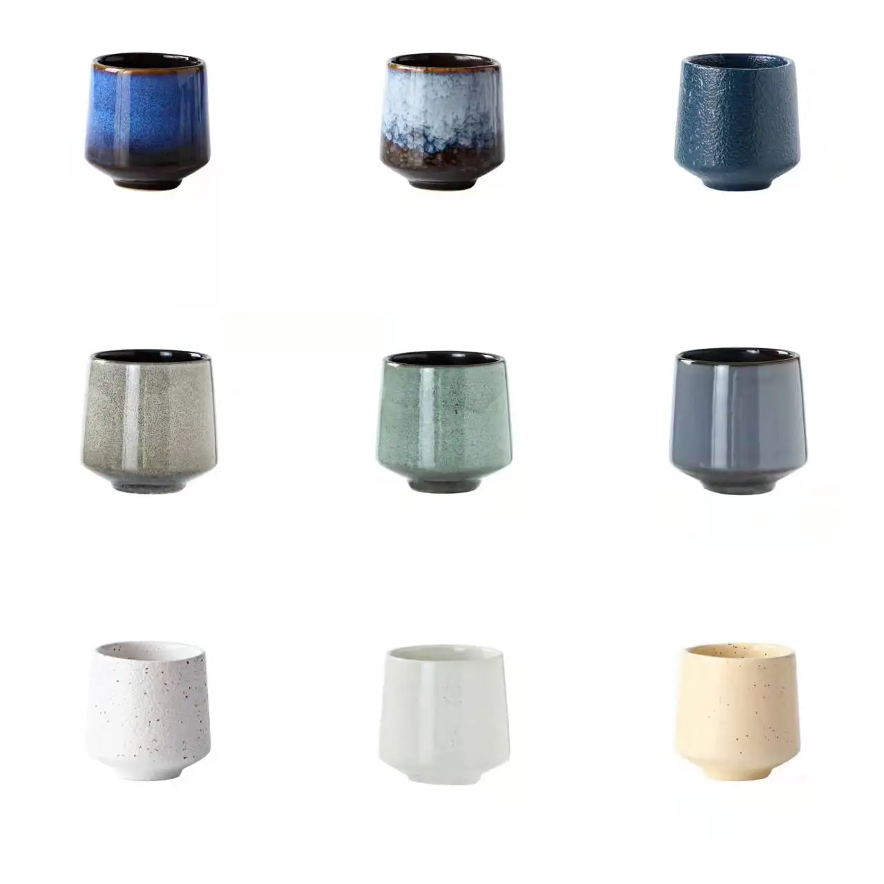 Hot sale Japanese style coffee cups handmade glazed pottery mug 220ml creative tea cup set reusable water mugs
