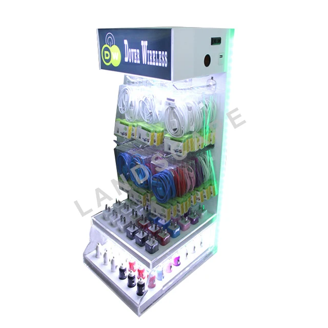 New arrival acrylic counter cell phone accessories display car charger display for shop