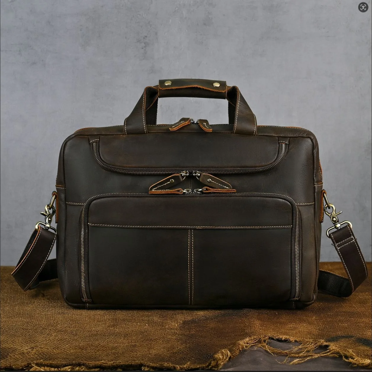 MARRANT Crazy Horse Genuine Leather Men Business Briefcase Waterproof Leather Messenger Bag Leather Laptop Bag Men Briefcase