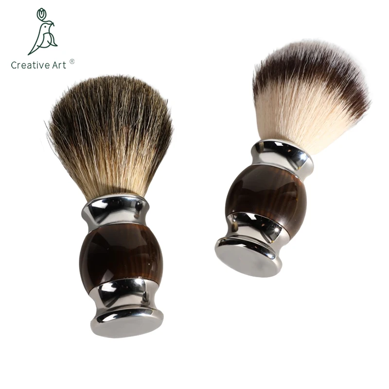 Cheap price Manufacturer Metal Resin synthetic hair knot small black Soap Double Edge Straight Shaving Razor