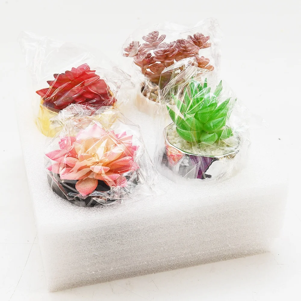 Artificial succulents for indoor tooth shaped succulent pot modern artificial plant decorated plastic flower succulents