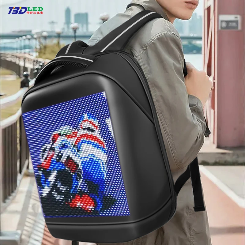Full color APP Programmable 64*64 Pixel LED Backpack High resolution Display Laptop LED Bag DIY Dynamic Display Led Backpack