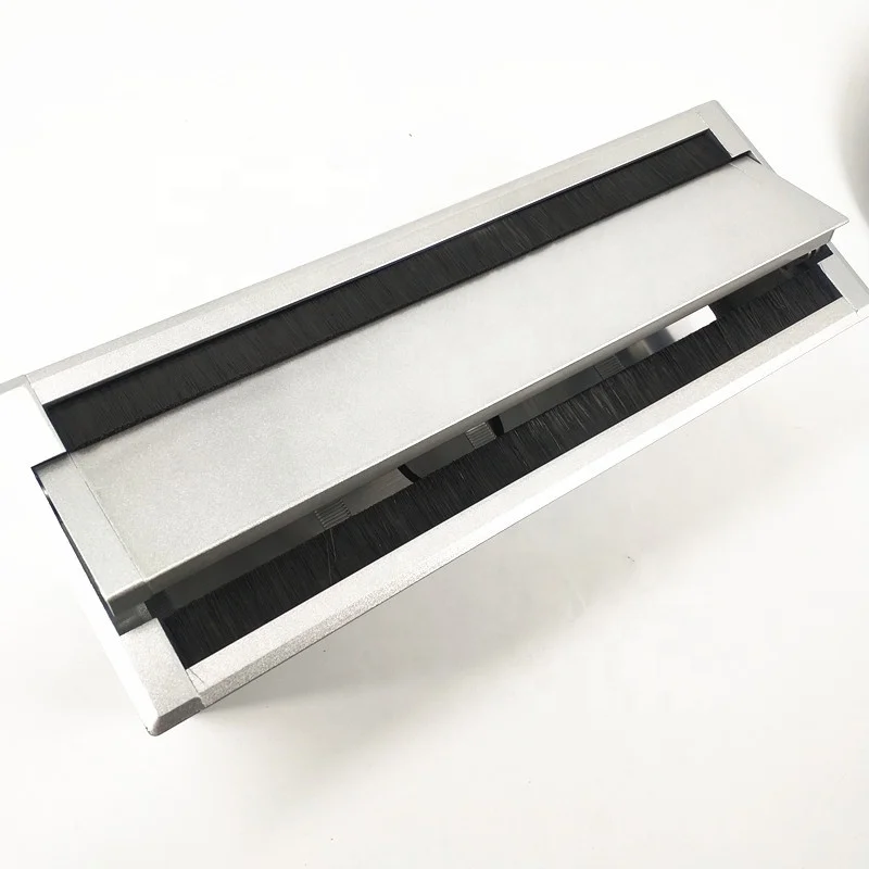 Double Open Office Desk Wire Cable Furniture Power Grommet Box Aluminum Alloy with Wall Socket Hole / Office