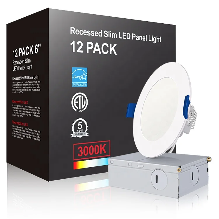 Лидер продаж, потолочные светильники ETL Energy Star, 6 дюймов, 12 Вт, 1 упаковка, светодиодные встраиваемые потолочные светильники SMD