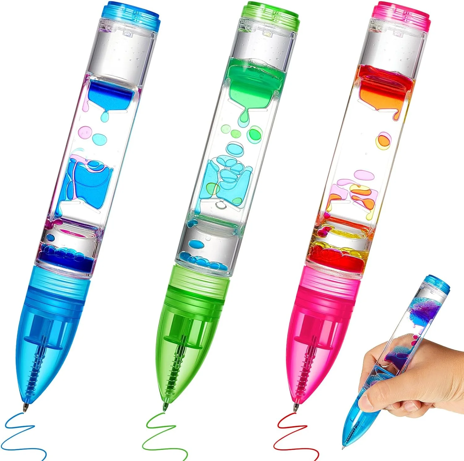 Liquid Motion Bubbler Toy Pens Colorful Liquid Timer Pens for Stress and Anxiety Relief