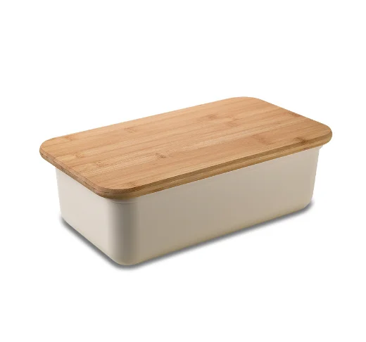 Large Capacity Bread Storage Box Baking Food Grade Wooden Lid Rectangle and Oval Shaped