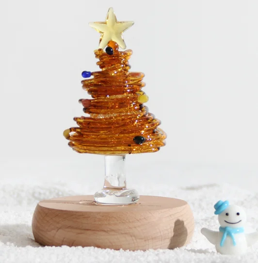 handmade luxury family ornaments artificial white star topper mini glass christmas tree decoration with pendant toy accessories