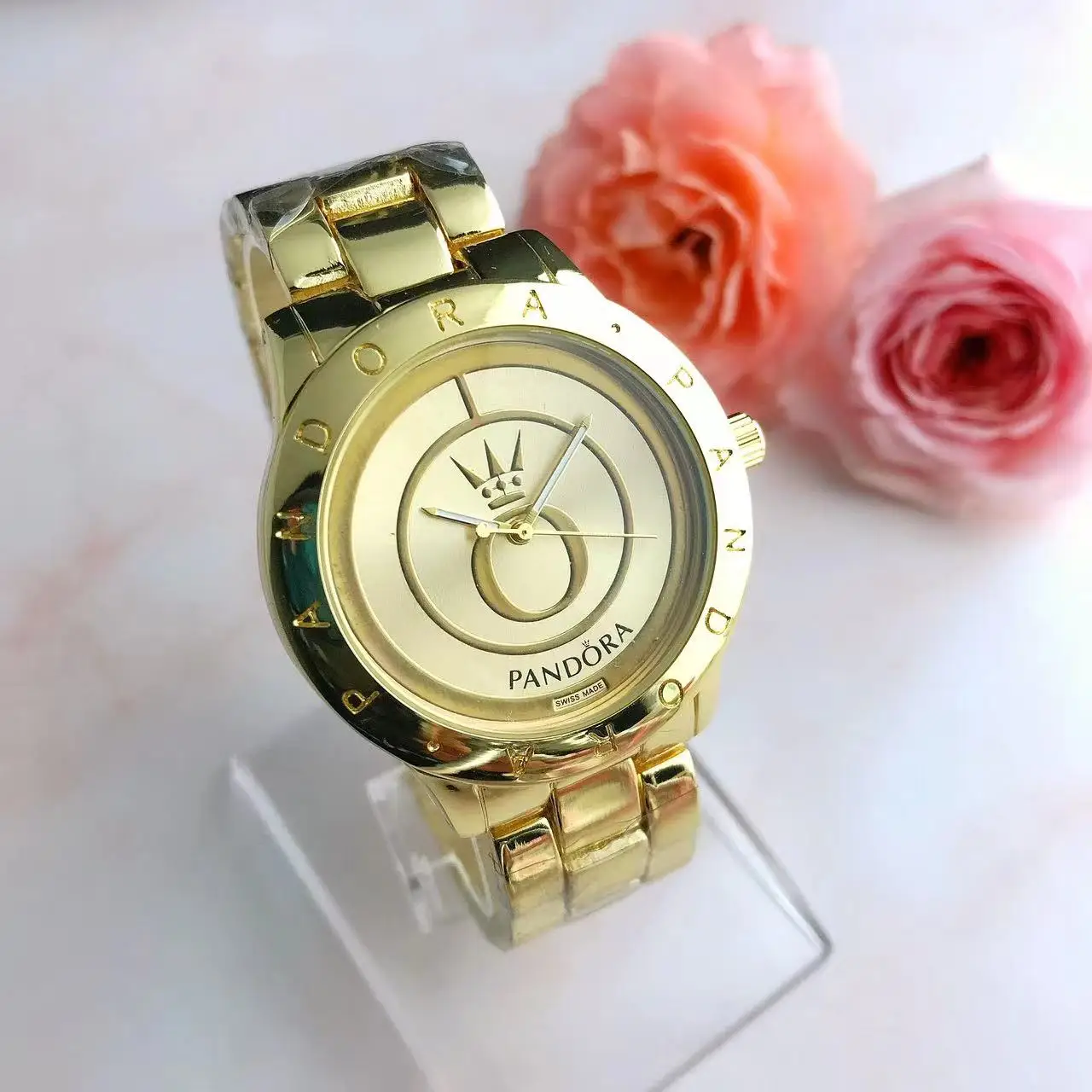 Hot Sale Luxury Famous Brand Stainless Steel Band Pandor Latest Ladies Quartz Wrist Watches Women 2024