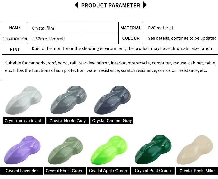 High quality Factory Price Crystal Piano Light Colored Nadeau grey wrapped Automotive gloss series multi-colored vinyl