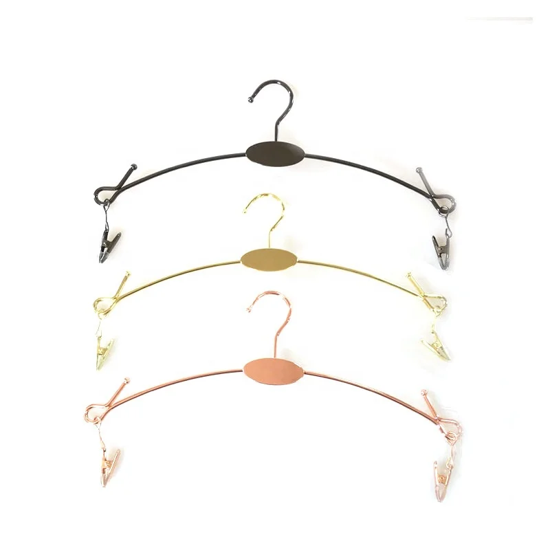 Metal Underwear Rack Durable Bra Pants Clothes Hangers Hook Lingerie Shop Display with Non Slip Clips Custom LOGO