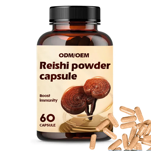 OEM Immunity Boosters Herbal Organic Reishi Mushroom Shell Broken Spore Powder Capsules Ganoderma Lucidum Spore Powder Capsules