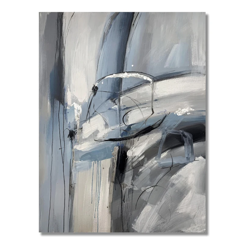 Drop Shipping Handmade Modern Abstract Wall Art Large Silver Painting Canvas for Art Wall Home Decor