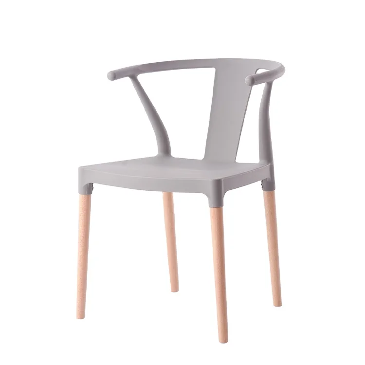 China factory plastic Polypropylene single seat Cheap Beech Wood Legs chair stacking packing outdoor chair