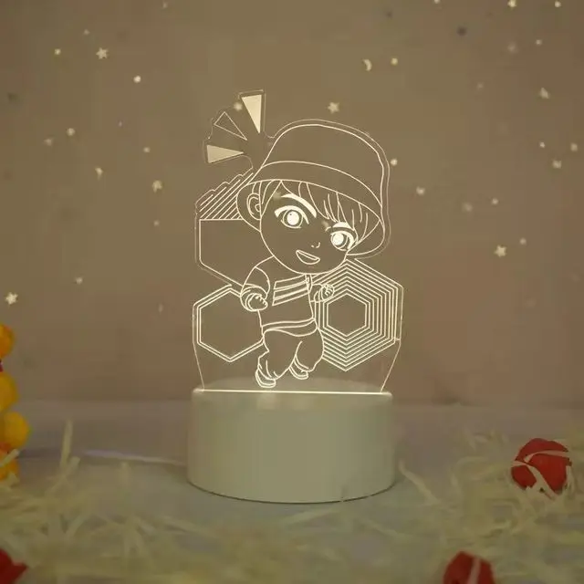 Креативный светодиодный ночник в спальню Kpop 3D мультяшный детский прикроватный светильник с USB акриловая настольная лампа праздничный подарок BTS
