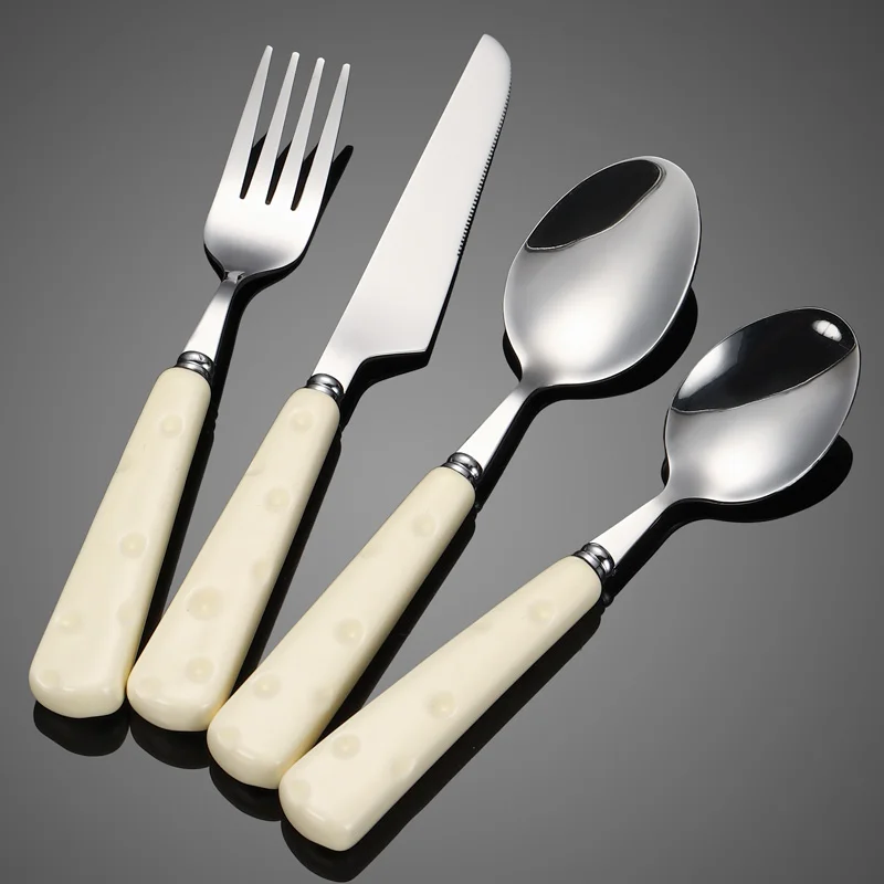 Ins style cheese handle knife fork spoon Stainless Steel Classic Flatware Sets with Ceramic Cheese Handle For Restaurant
