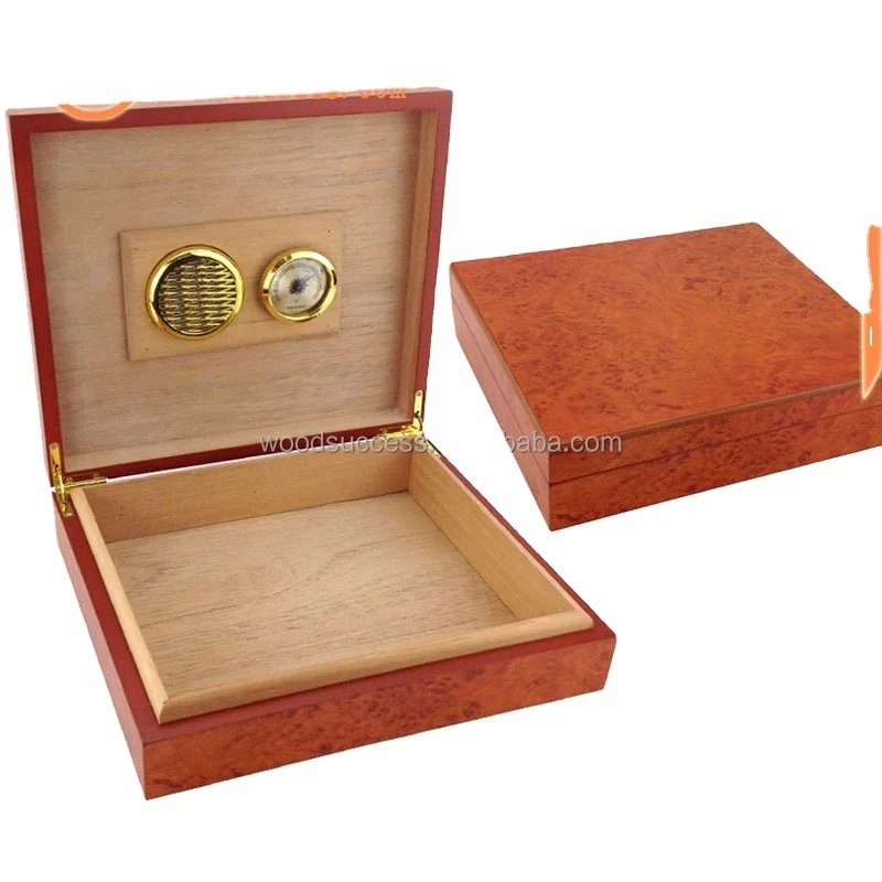 Винтажные деревянные портсигары из твердой древесины, коробка для сигар с контролем температуры и манометром