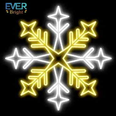Outdoor commercial Christmas street decoration sparkling 2D lighted pole mounted snowflake Christmas street displays
