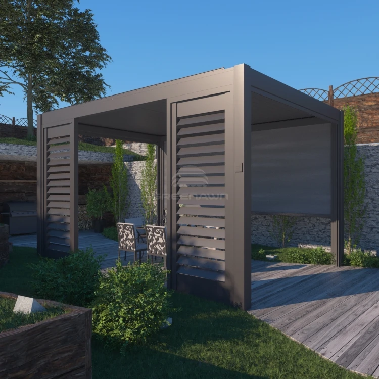 Outdoor 3x3 3x4 4x4 5x4 Motorized Roof Pool Pergola Gazebo with Adjustable Louvre Roof