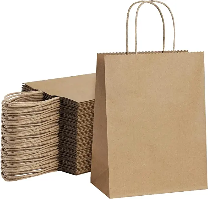 Small Brown Kraft Paper Gift Bags with Handles Bulk paper bag for Take away White Gift Bags with Handles