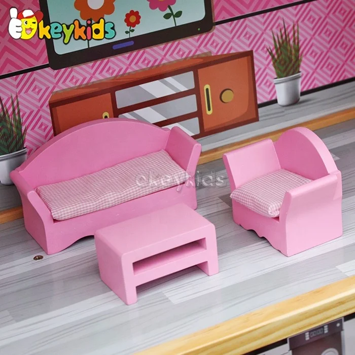 Самые популярные деревянный игровой домик игрушки розовый Кукольный дом Вилла Набор для