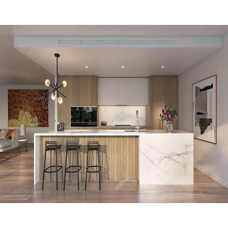 Foshan factory home dining room plywood cabinets furniture design modern melamine veneer mdf wood modular kitchen cabinet