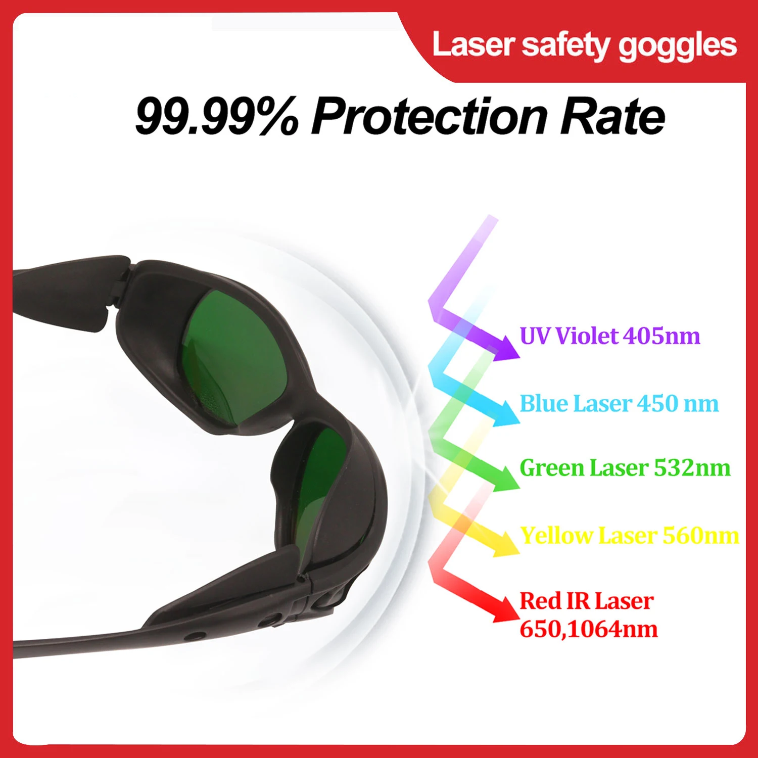 EN207 Z87 590 690nm Ipl Beauty Welding Laser Safety Goggles Protective Hair Removal 1064 Fashion UV400 Eye Protection Glasses
