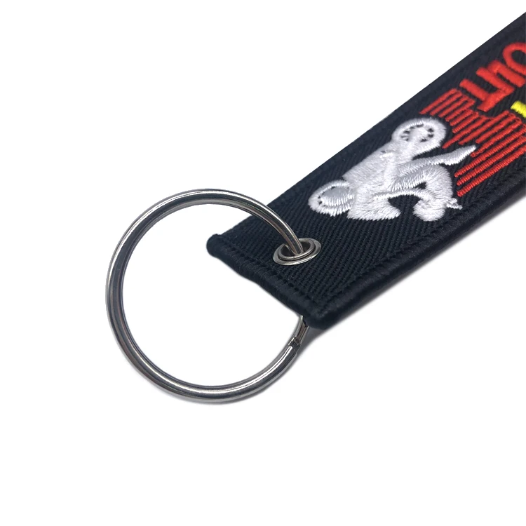Custom Logo Fabric Embroidery Keychain Motorcycle Embroidery Keychain